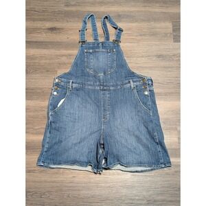 Lee Women Denim Shortall Overalls Blue Stretch Size 1X
